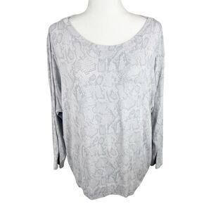 J Jill Long Sleeve Shirt Women Extra Large Petite Grey Snake Skin Print Wearever